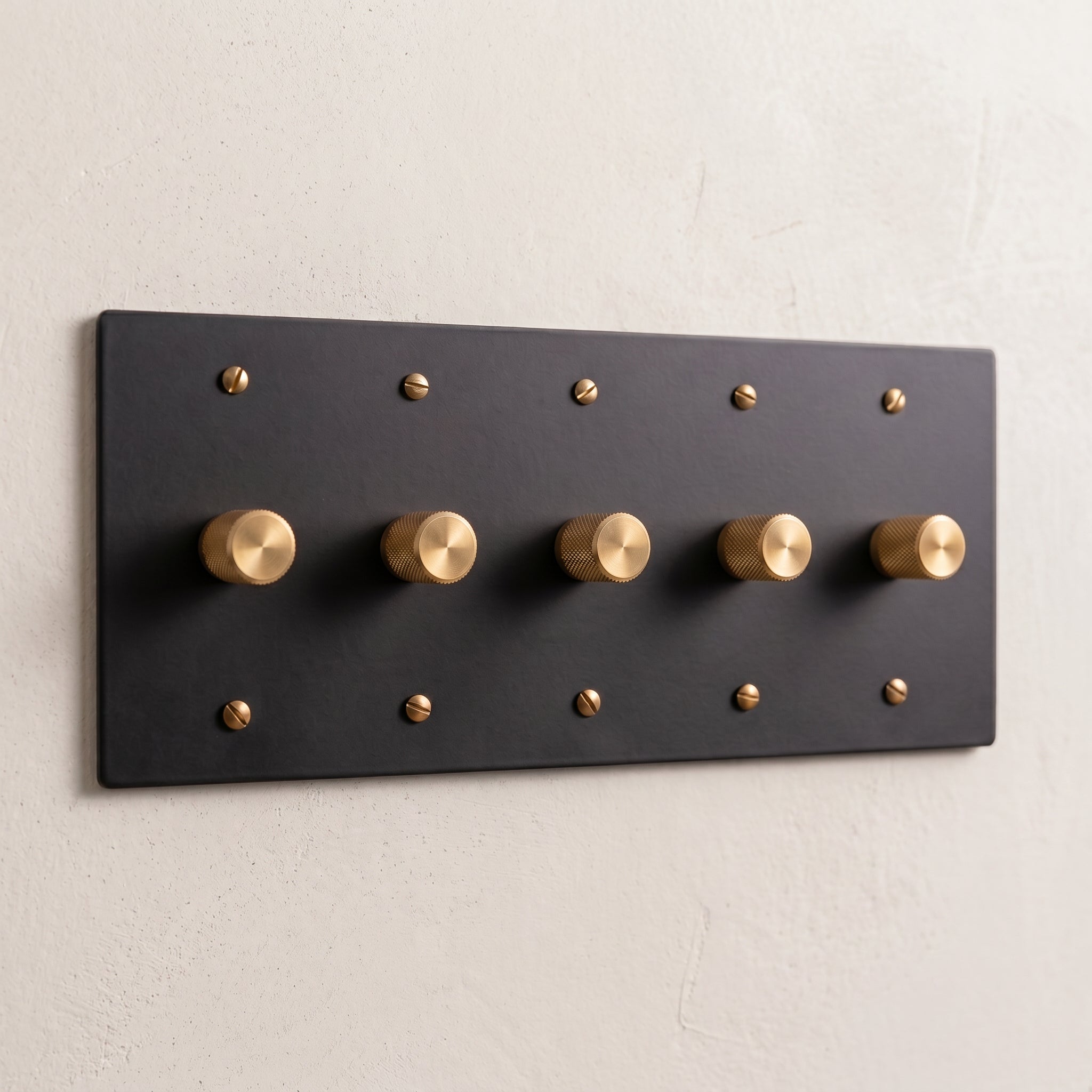 5-Gang Solid Brass Knurled Rotary Dimmer Light Switch