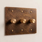 3-Gang Solid Brass Knurled Rotary Dimmer Light Switch