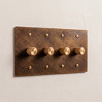 4-Gang Solid Brass Knurled Rotary Dimmer Light Switch