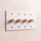 4-Gang Solid Brass Knurled Rotary Dimmer Light Switch