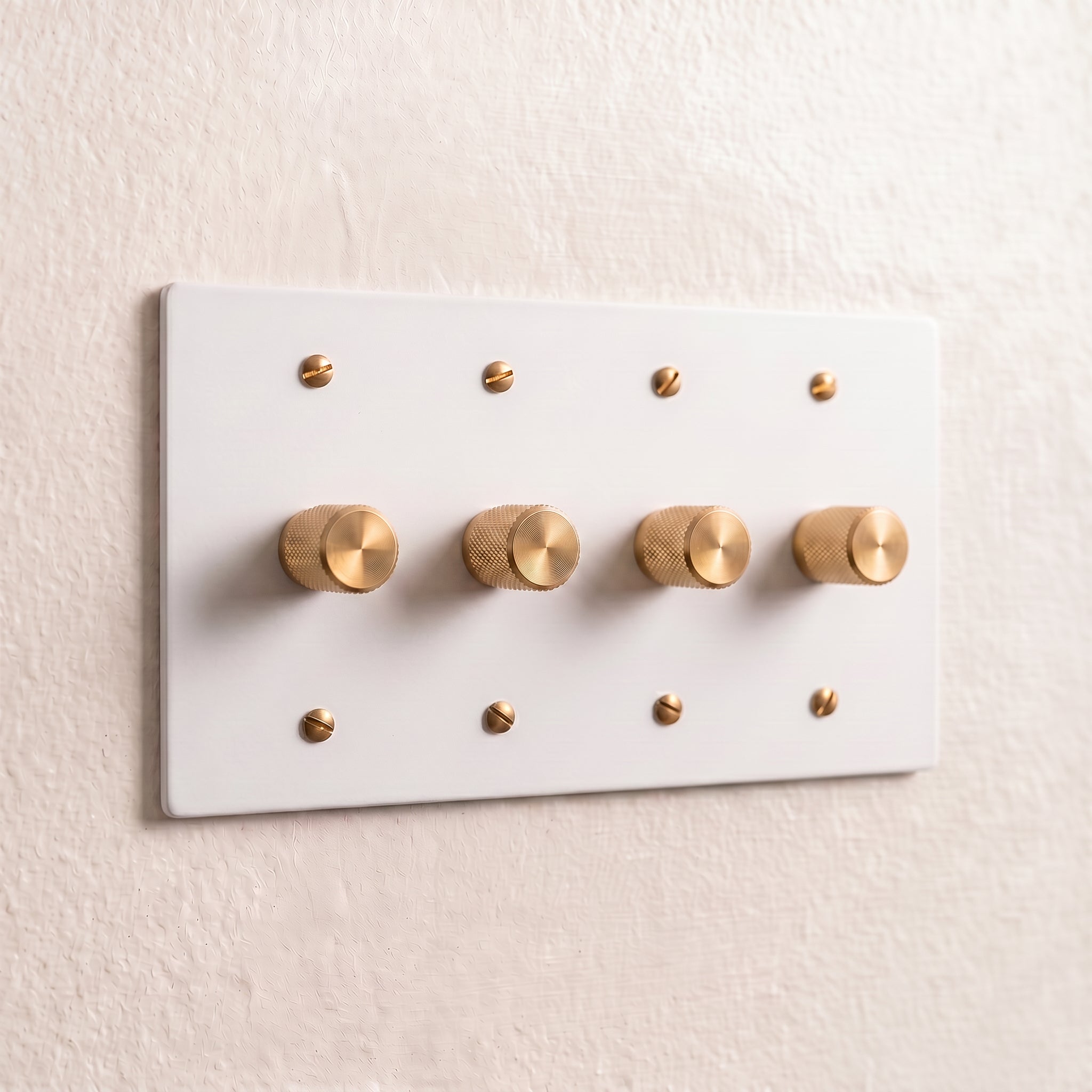 4-Gang Solid Brass Knurled Rotary Dimmer Light Switch