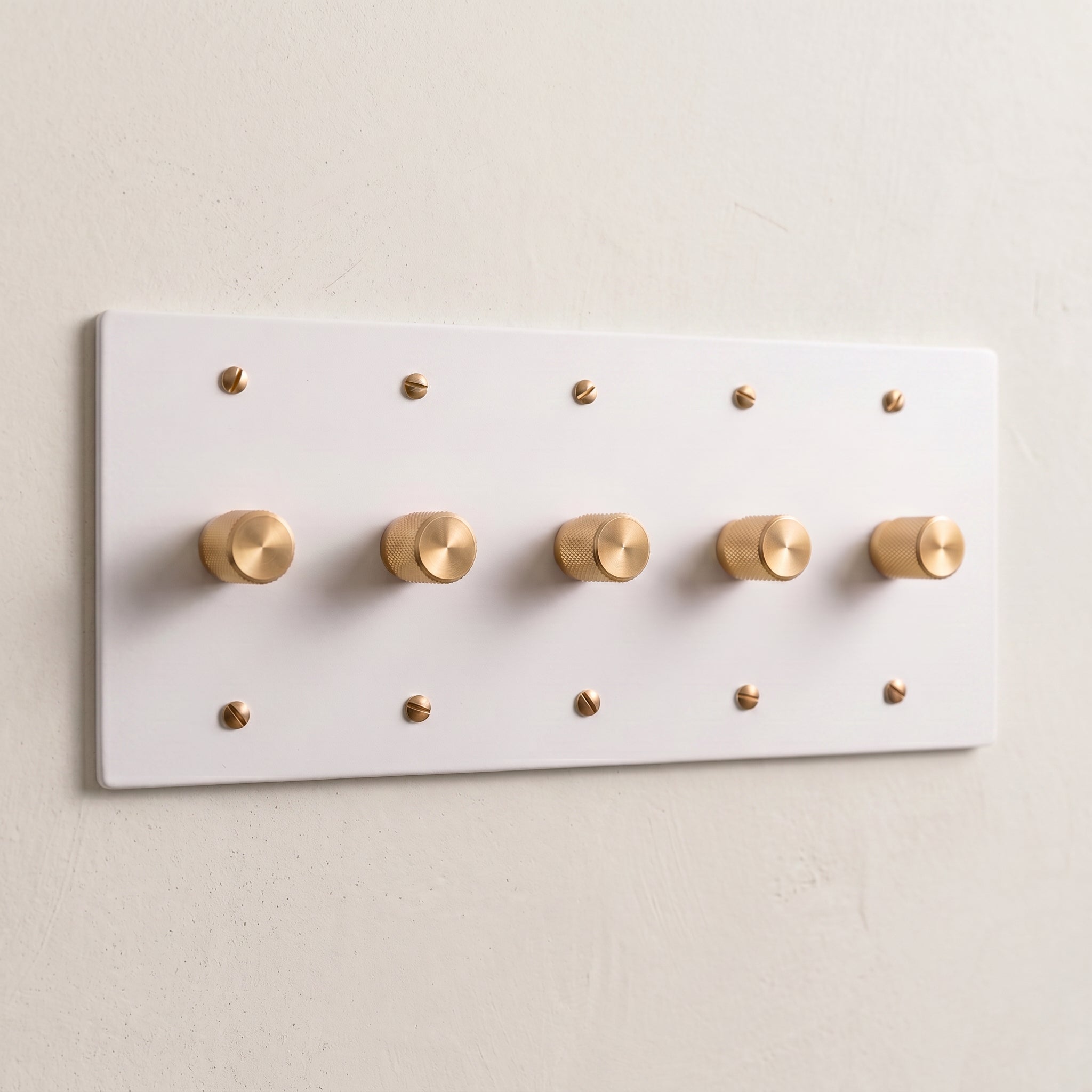 5-Gang Solid Brass Knurled Rotary Dimmer Light Switch
