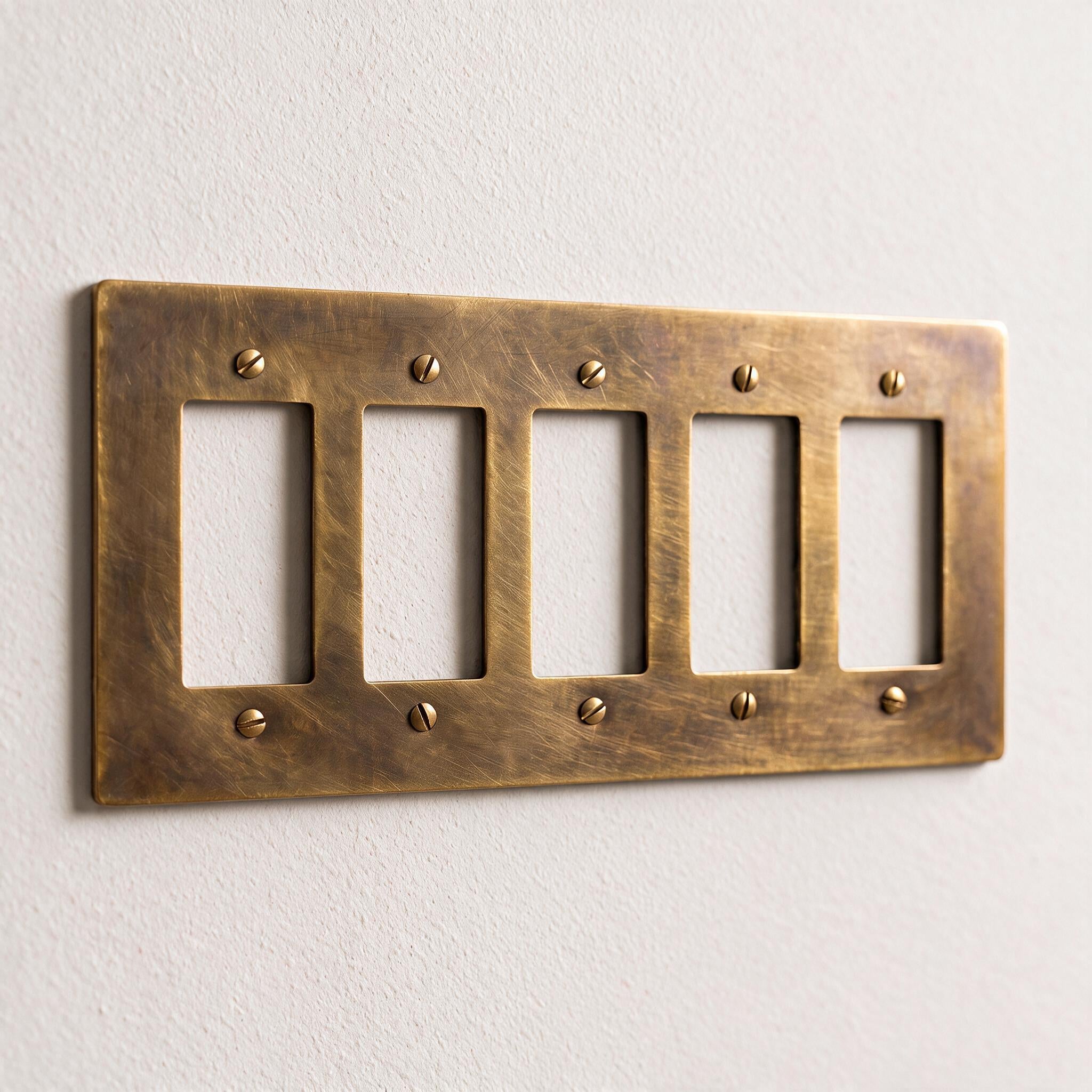 5-Gang Solid Brass Decorator Wall Plate / Outlet Cover (Decora/Rocker/GFCI)