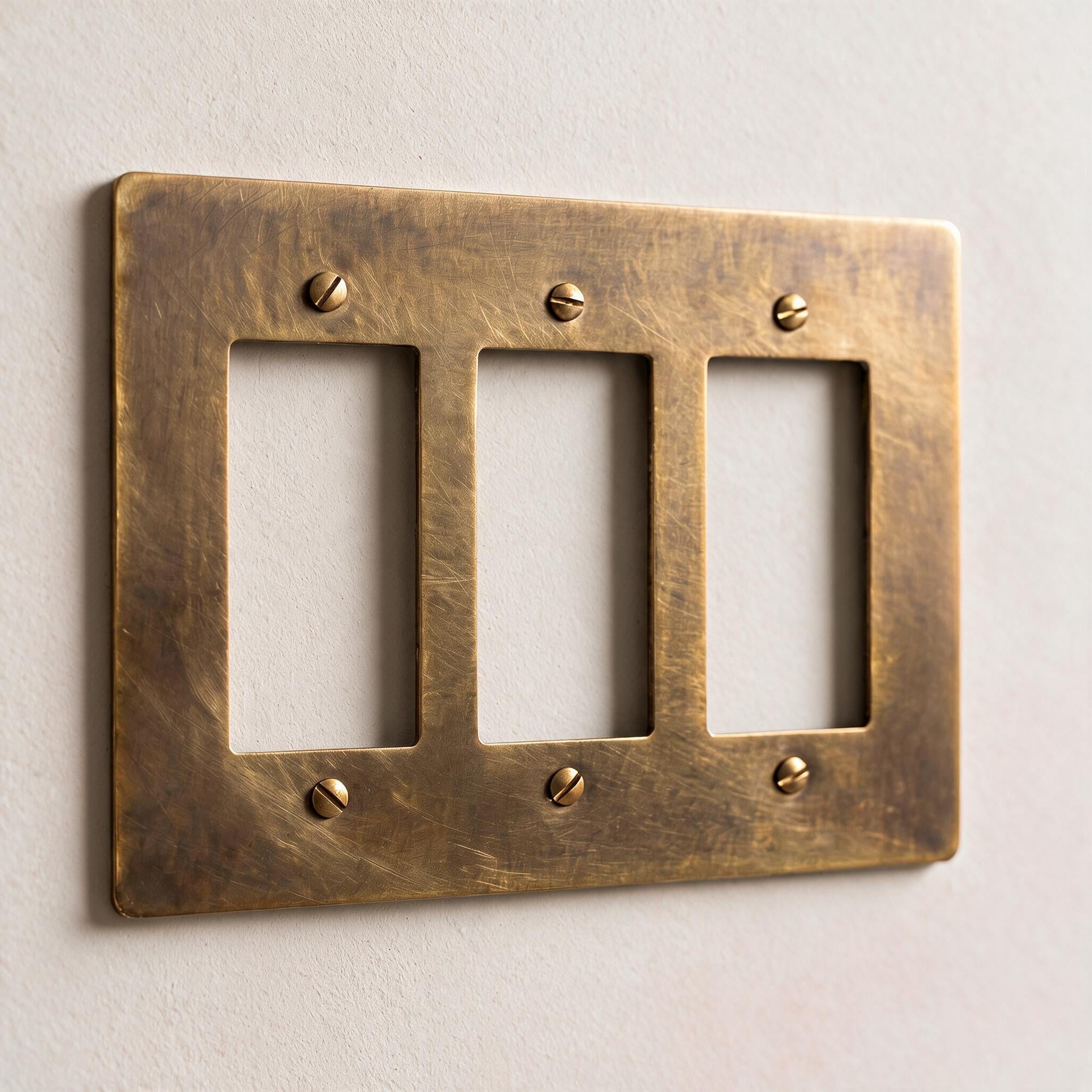 3-Gang Solid Brass Decorator Wall Plate (Decora / Rocker / GFCI)