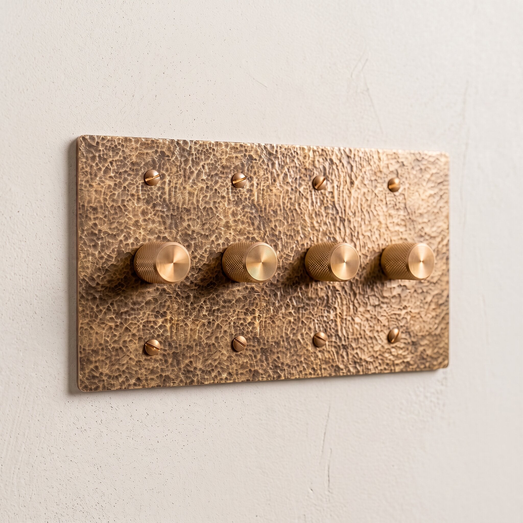 4-Gang Solid Brass Knurled Rotary Dimmer Light Switch