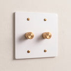 2-Gang Solid Brass Knurled Rotary Dimmer Light Switch