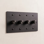 4-Gang Solid Brass Knurled Rotary Dimmer Light Switch
