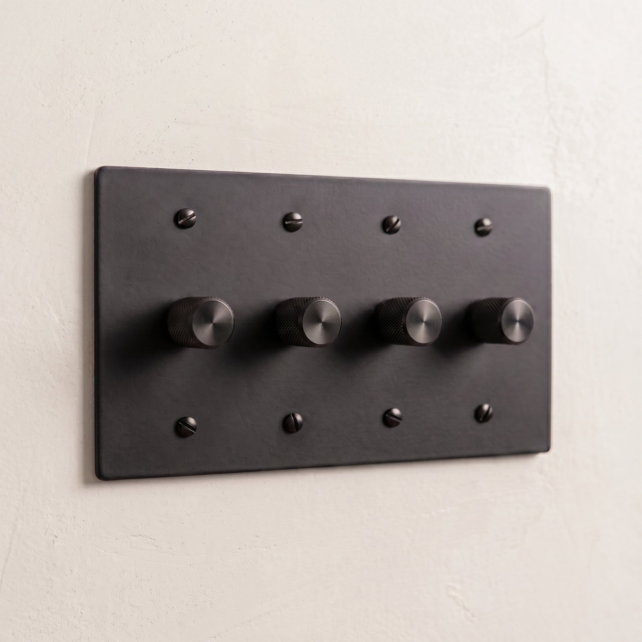 4-Gang Solid Brass Knurled Rotary Dimmer Light Switch