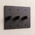 3-Gang Solid Brass Knurled Rotary Dimmer Light Switch