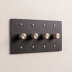 4-Gang Solid Brass Knurled Rotary Dimmer Light Switch