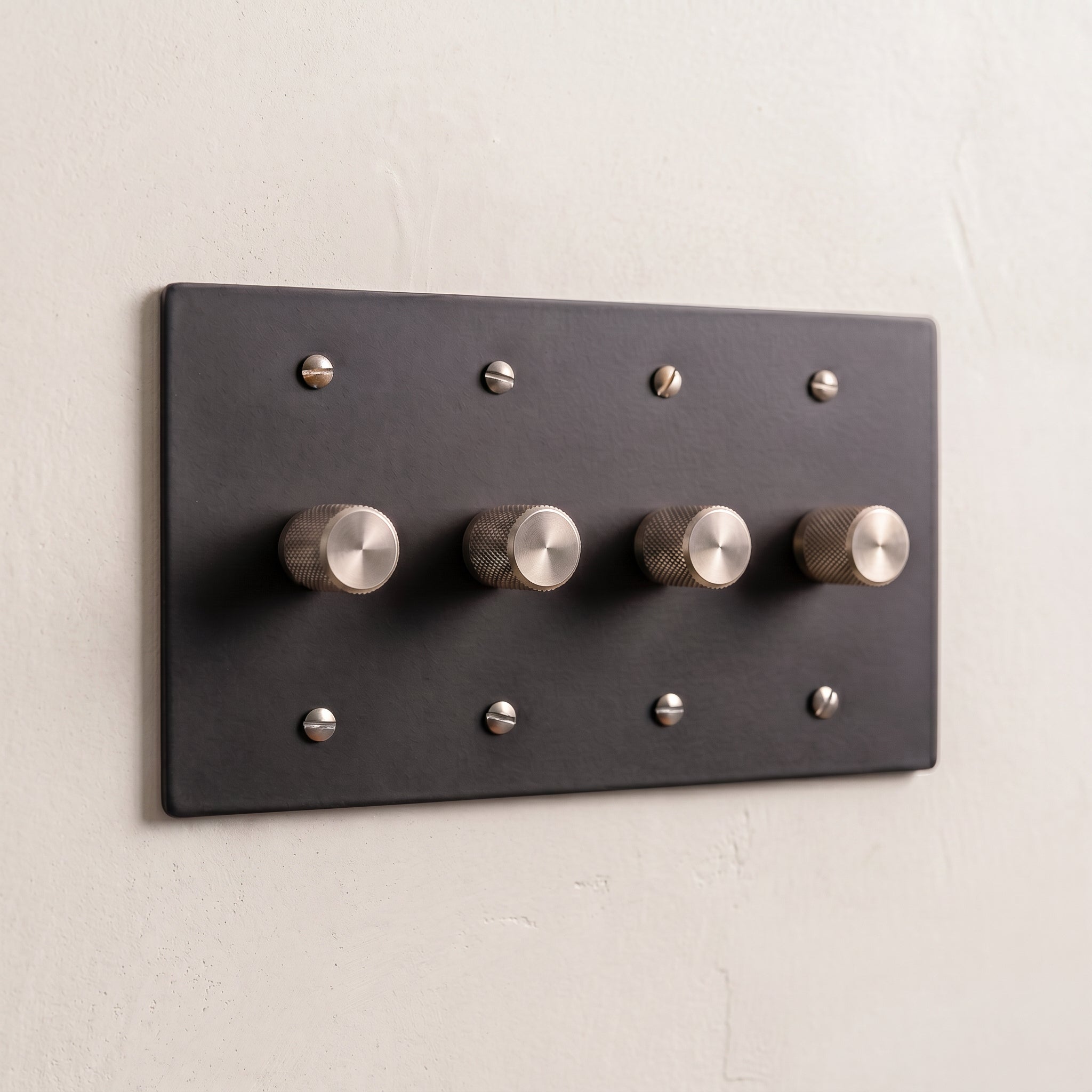 4-Gang Solid Brass Knurled Rotary Dimmer Light Switch