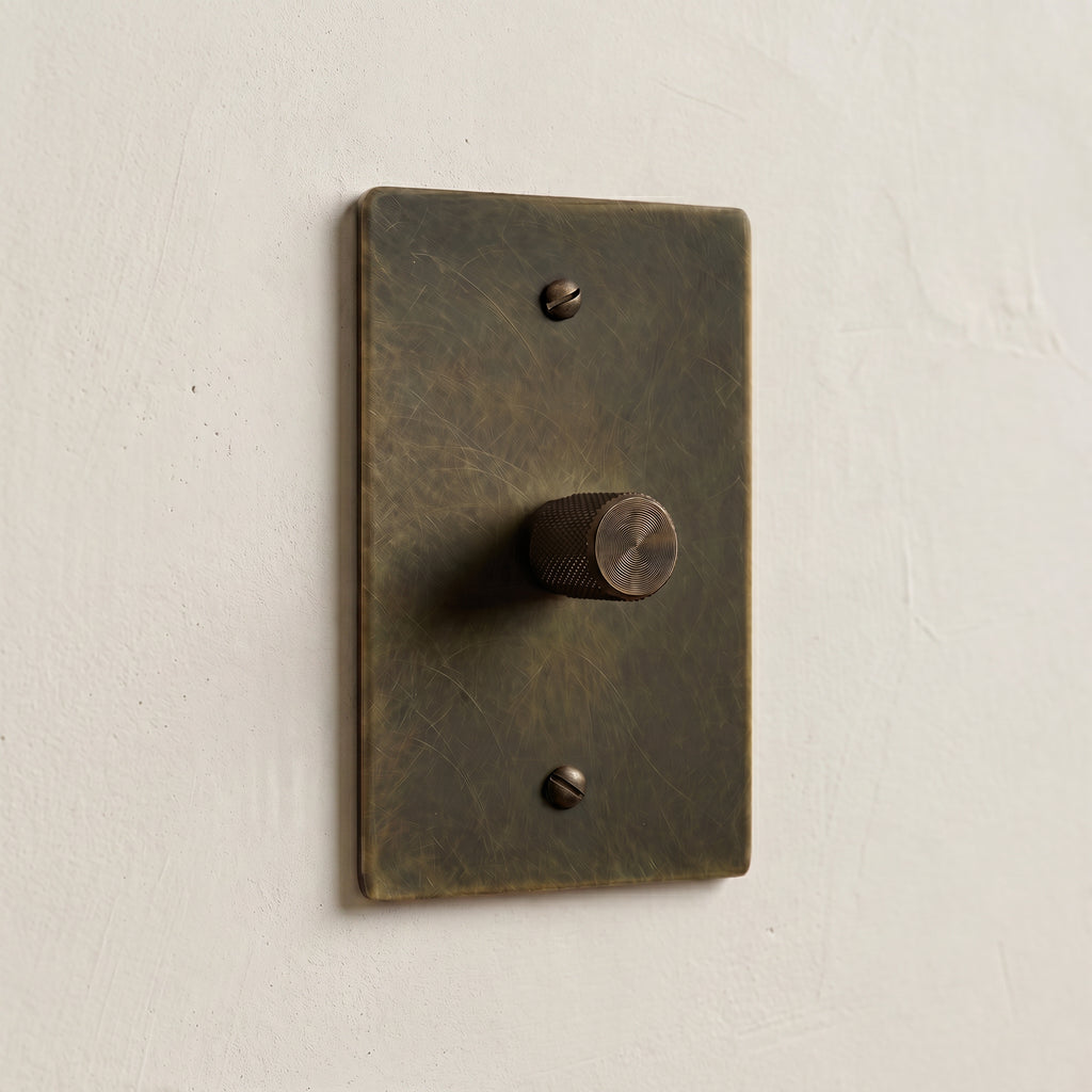 1-Gang Solid Brass Knurled Rotary Dimmer Light Switch