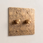 2-Gang Solid Brass Knurled Rotary Dimmer Light Switch