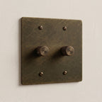 2-Gang Solid Brass Knurled Rotary Dimmer Light Switch