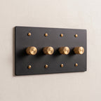 4-Gang Solid Brass Knurled Rotary Dimmer Light Switch