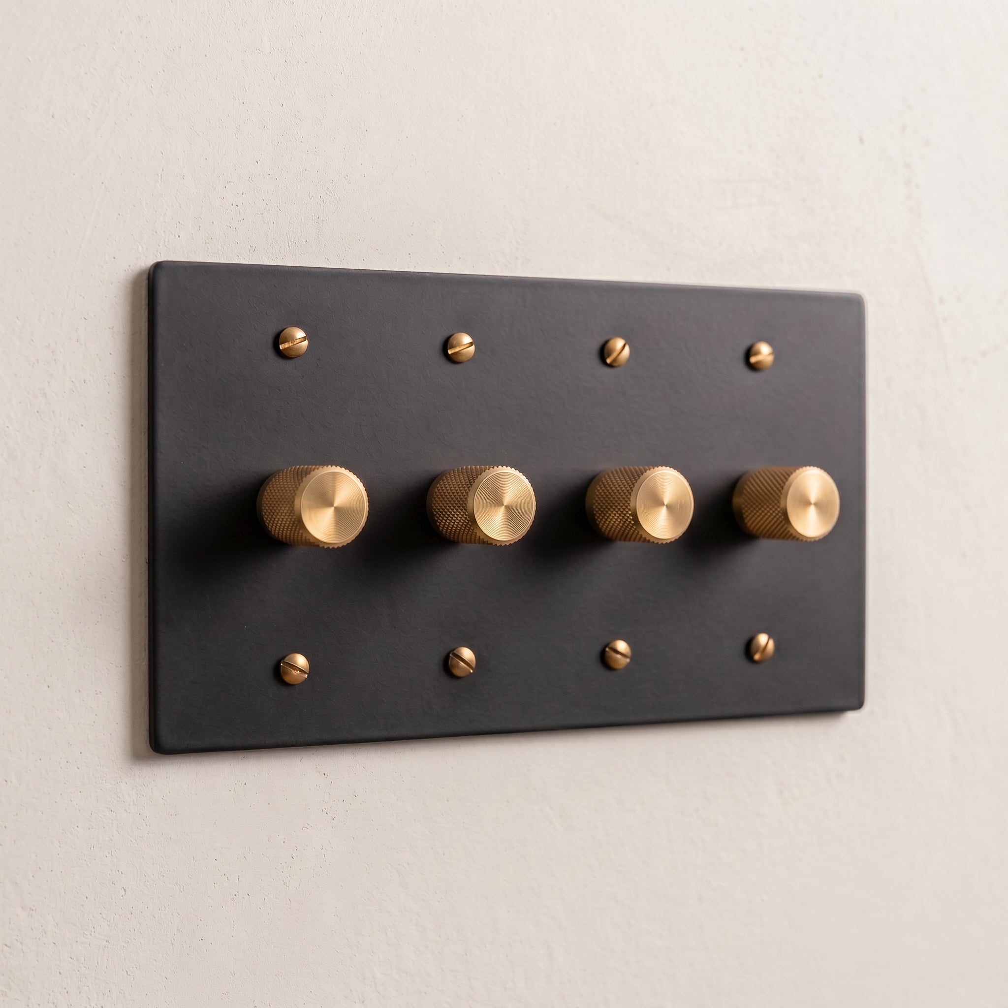 4-Gang Solid Brass Knurled Rotary Dimmer Light Switch