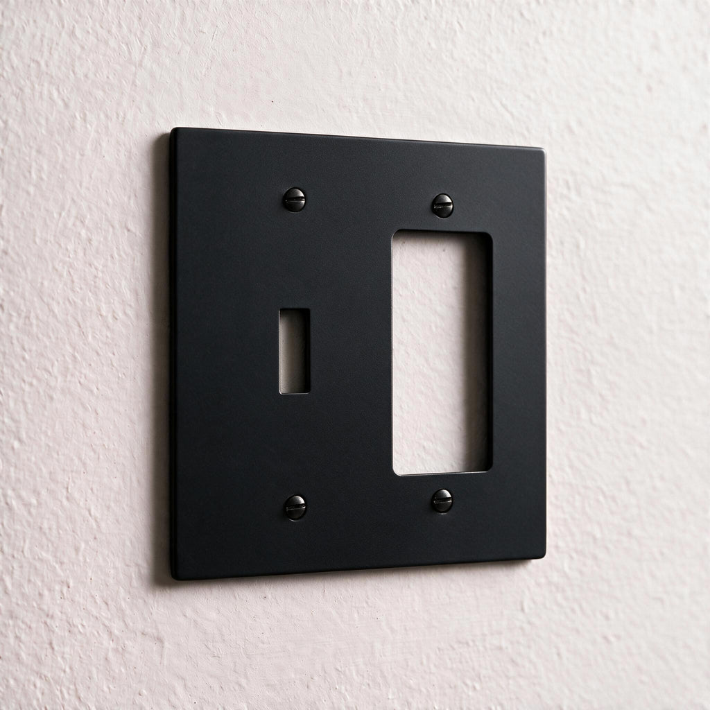 2-Gang Solid Brass Toggle + Outlet Wall Plate