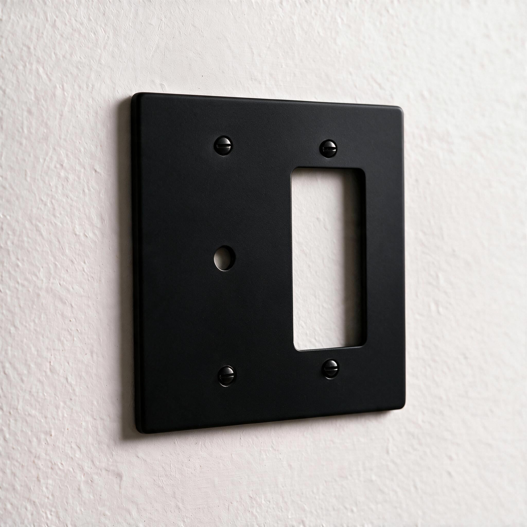 2-Gang Brass Dimmer + Outlet Wall Plate (Rotary + Decorator)