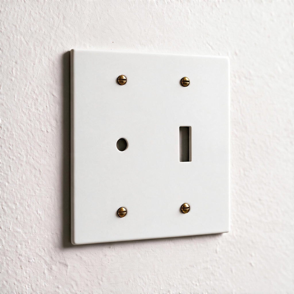 2-Gang Solid Brass Dimmer + Toggle Wall Plate