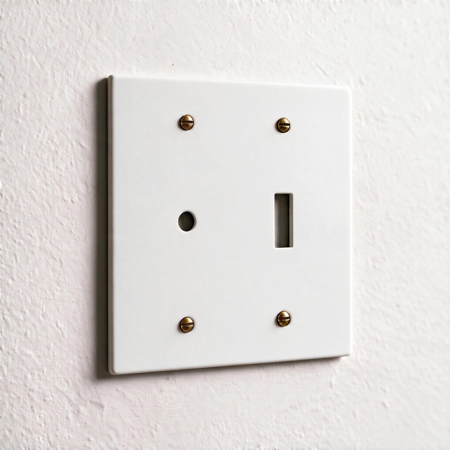 2-Gang Solid Brass Dimmer + Toggle Wall Plate