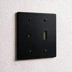 2-Gang Solid Brass Dimmer + Toggle Wall Plate