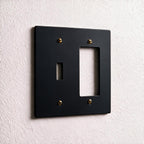 2-Gang Solid Brass Toggle + Outlet Wall Plate