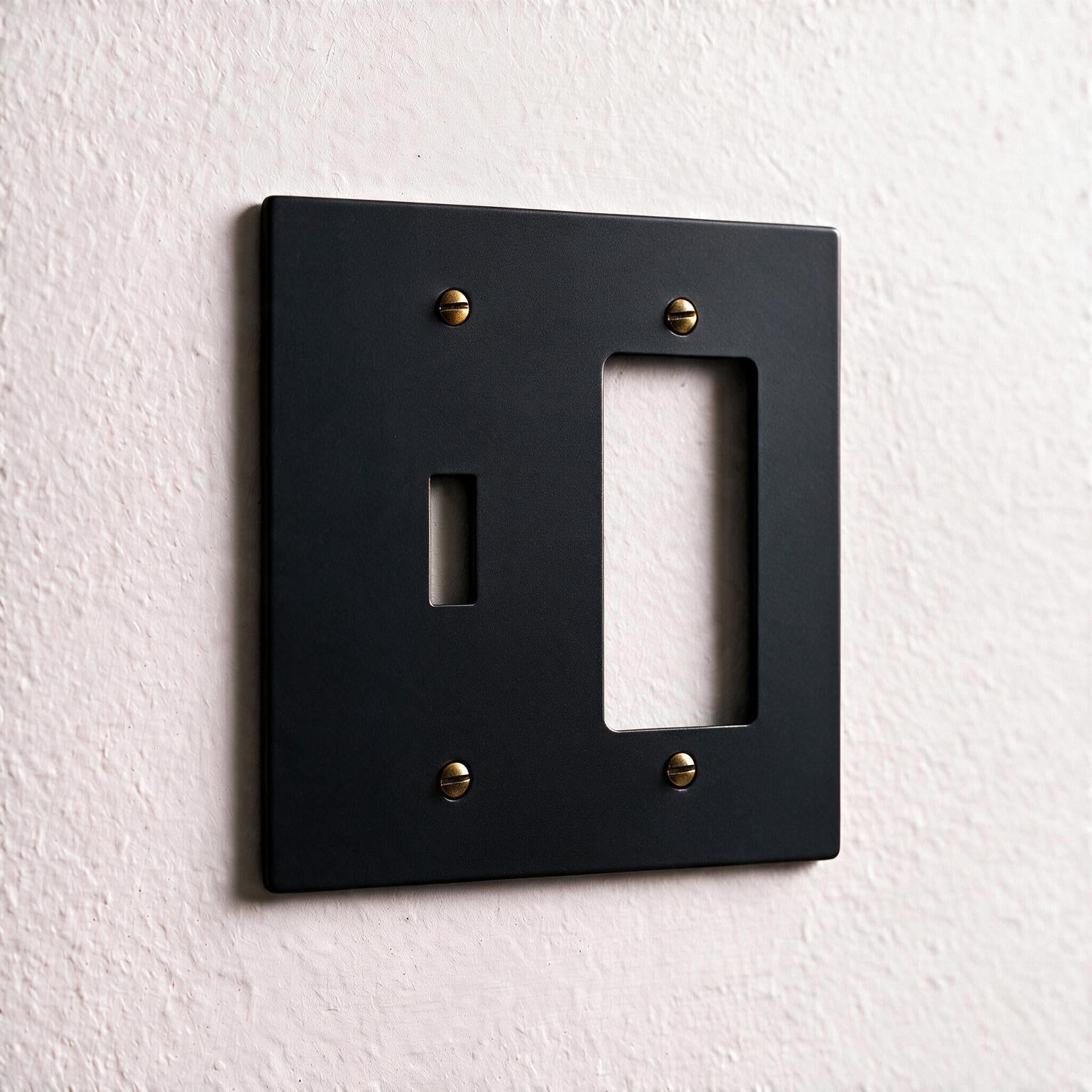 2-Gang Solid Brass Toggle + Outlet Wall Plate