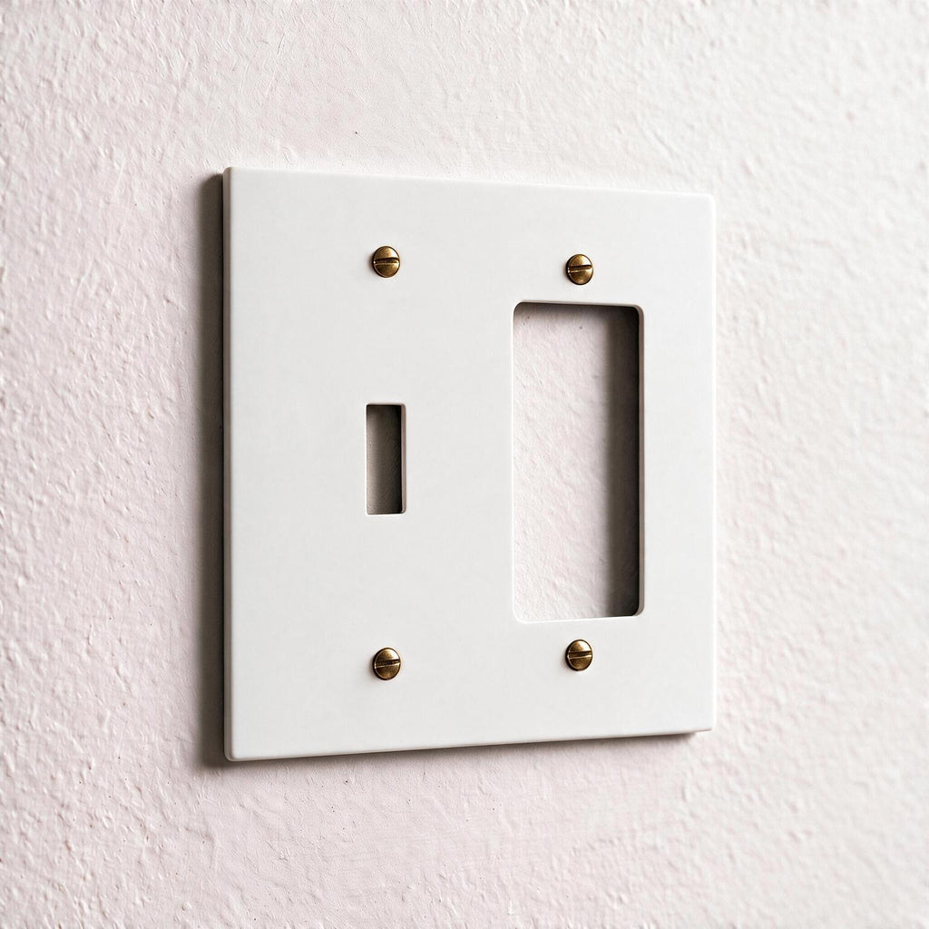 2-Gang Solid Brass Toggle + Outlet Wall Plate