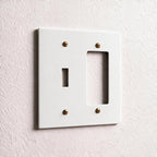2-Gang Solid Brass Toggle + Outlet Wall Plate