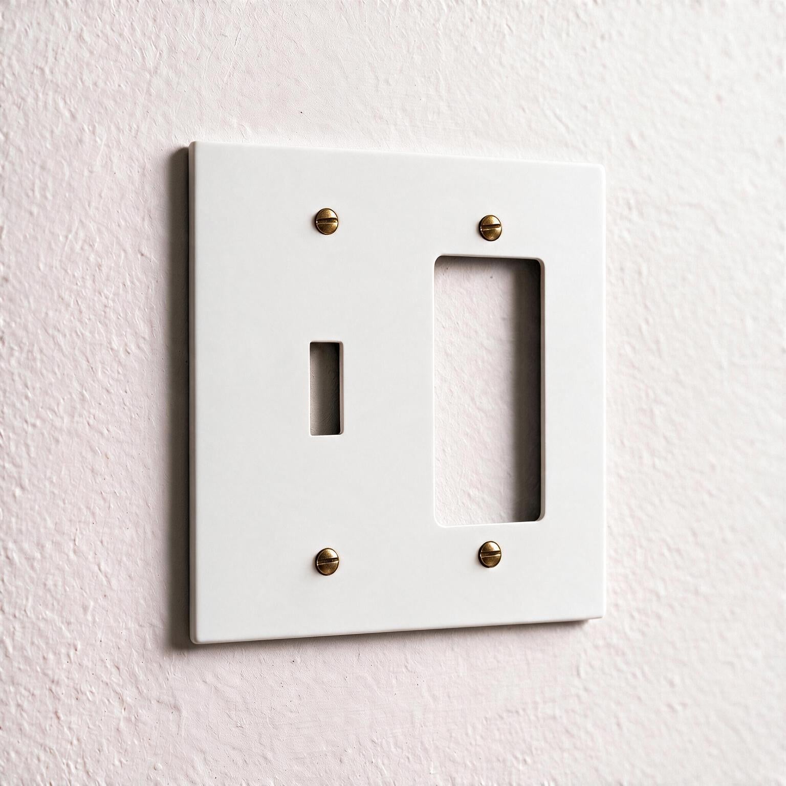 2-Gang Solid Brass Toggle + Outlet Wall Plate