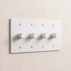 4-Gang Solid Brass Knurled Rotary Dimmer Light Switch