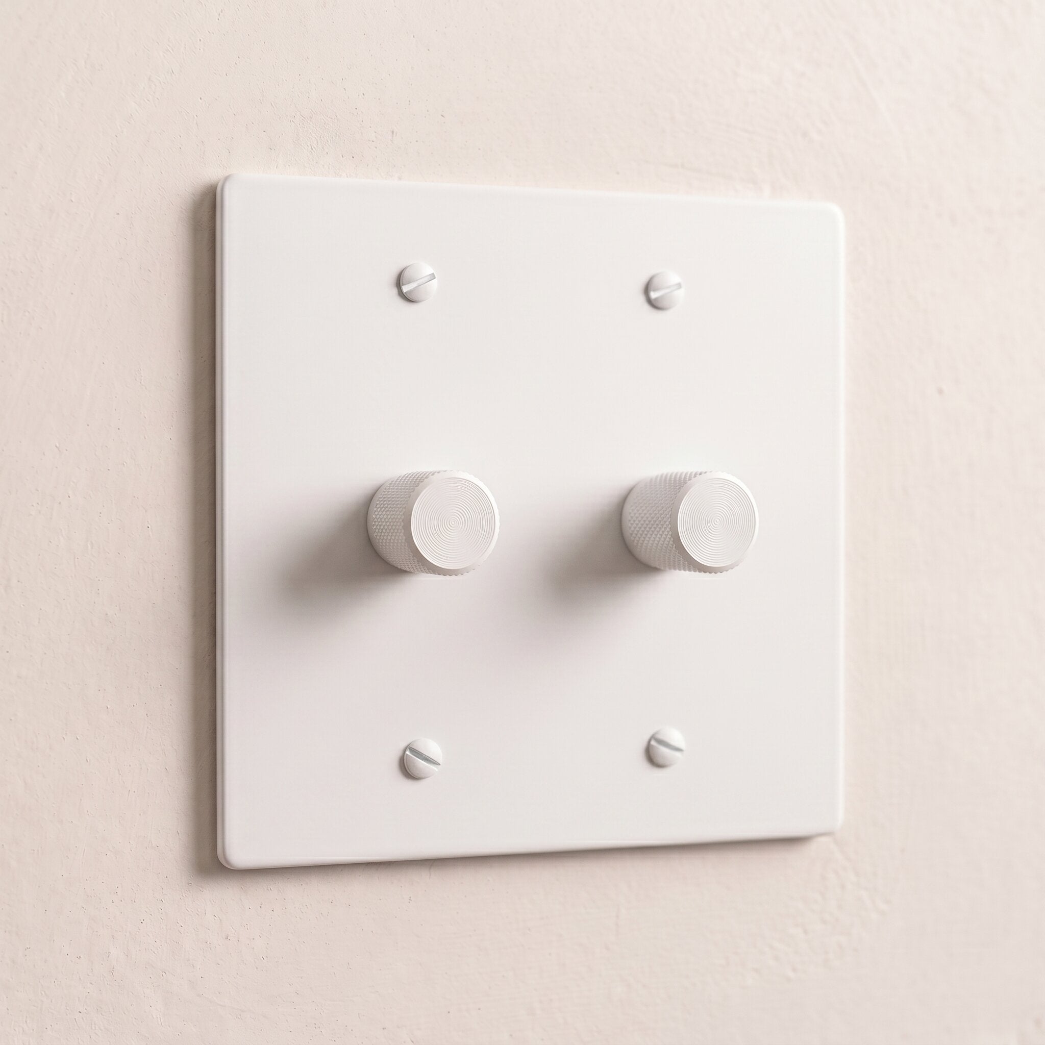 2-Gang Solid Brass Knurled Rotary Dimmer Light Switch