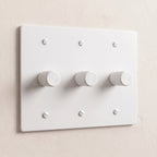 3-Gang Solid Brass Knurled Rotary Dimmer Light Switch
