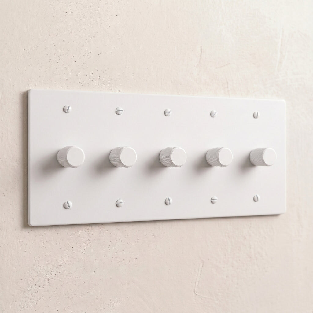 5-Gang Solid Brass Knurled Rotary Dimmer Light Switch