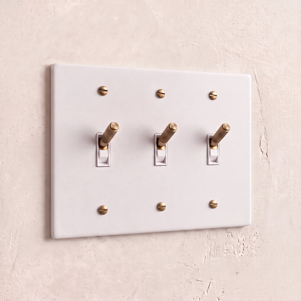 3-Gang Solid Brass Knurled Toggle Light Switch