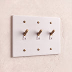 3-Gang Solid Brass Knurled Toggle Light Switch