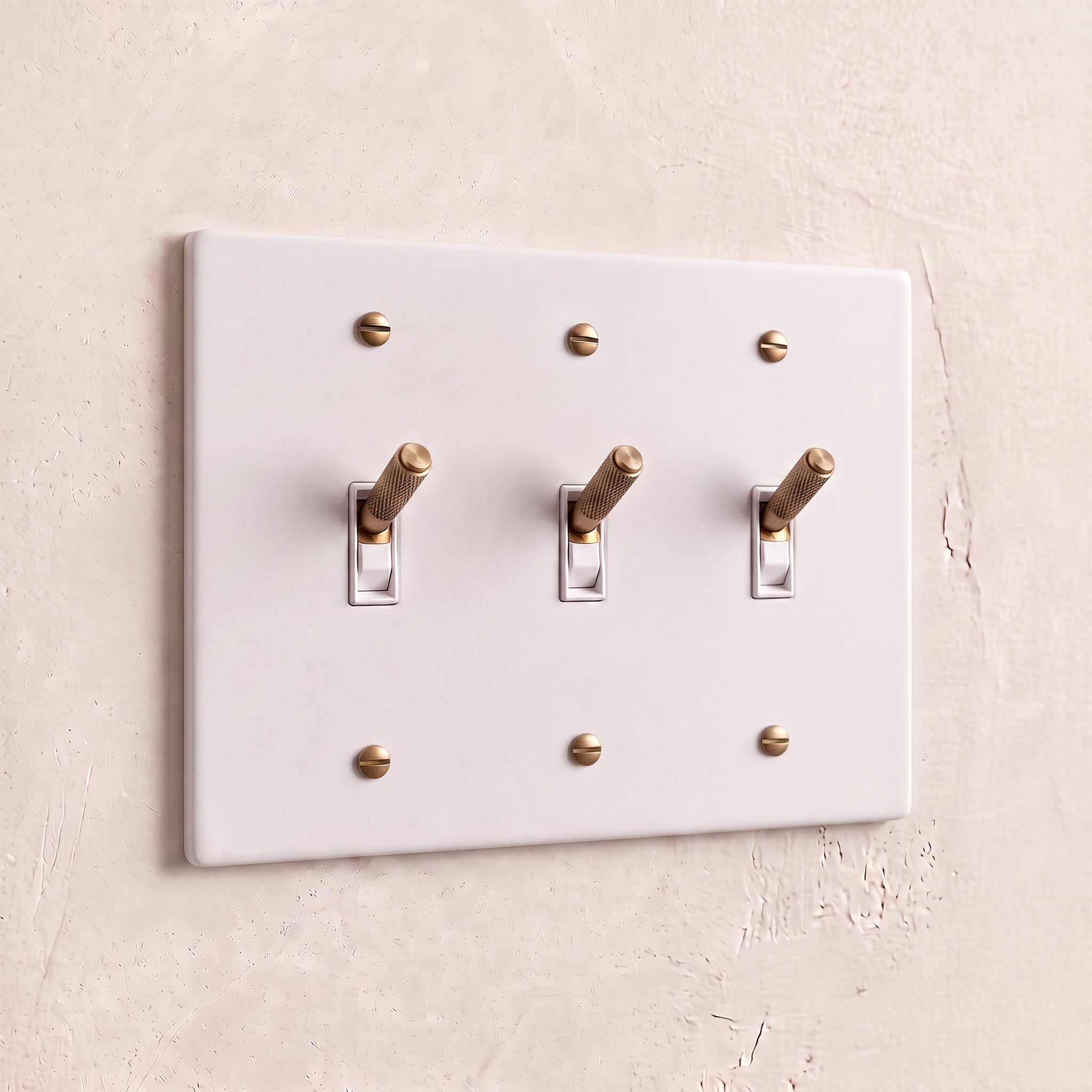 3-Gang Solid Brass Knurled Toggle Light Switch