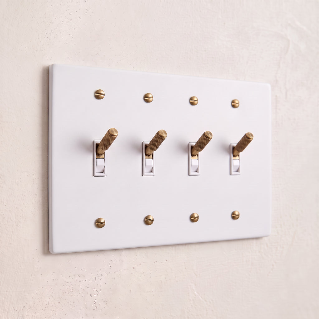 4-Gang Solid Brass Knurled Toggle Light Switch