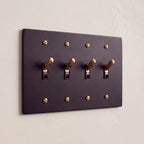 4-Gang Solid Brass Knurled Toggle Light Switch