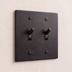 2-Gang Solid Brass Knurled Toggle Light Switch
