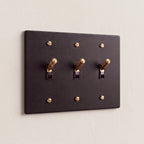 3-Gang Solid Brass Knurled Toggle Light Switch