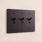 3-Gang Solid Brass Knurled Toggle Light Switch