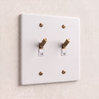 2-Gang Solid Brass Knurled Toggle Light Switch
