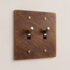2-Gang Solid Brass Knurled Toggle Light Switch
