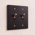 2-Gang Solid Brass Knurled Toggle Light Switch
