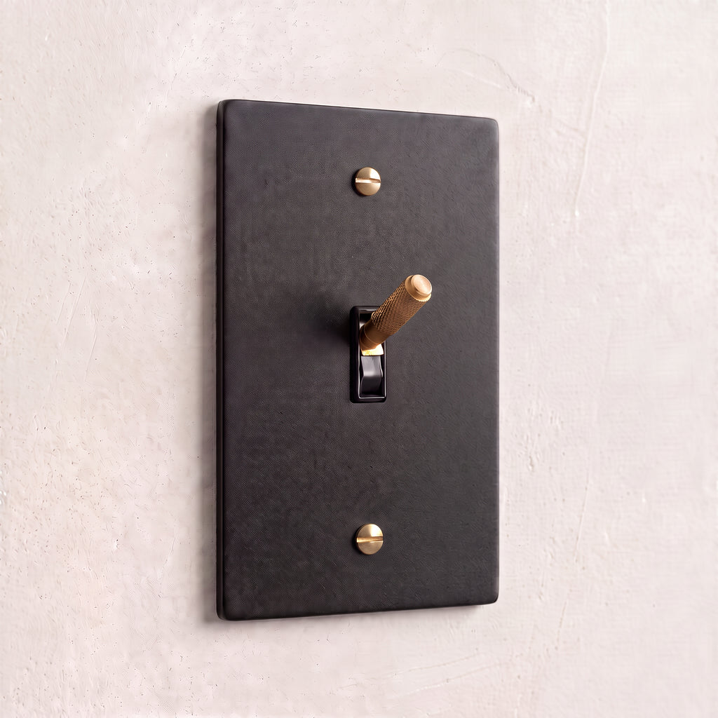 1-Gang Solid Brass Knurled Toggle Light Switch