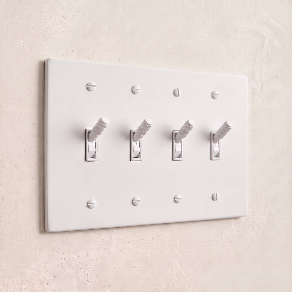 4-Gang Solid Brass Knurled Toggle Light Switch