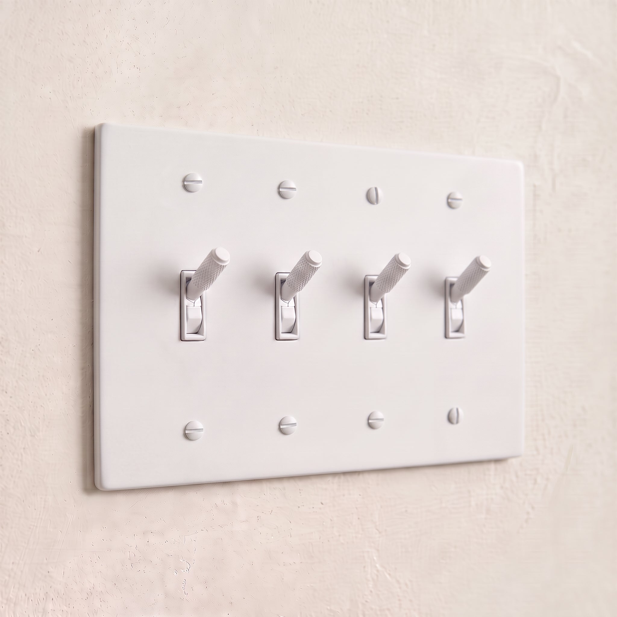 4-Gang Solid Brass Knurled Toggle Light Switch