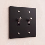 2-Gang Solid Brass Knurled Toggle Light Switch