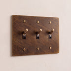 3-Gang Solid Brass Knurled Toggle Light Switch